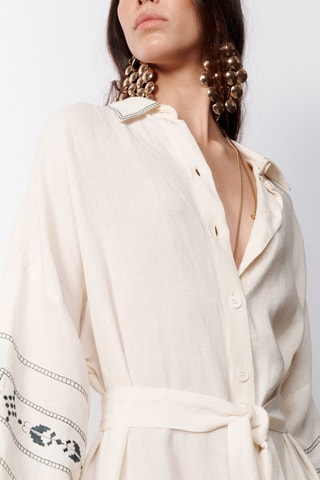 Abito a camicia in lino Marisa - Beige