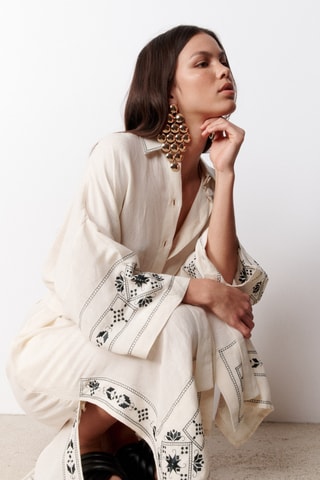 Abito a camicia in lino Marisa - Beige