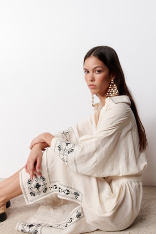 Abito a camicia in lino Marisa - Beige