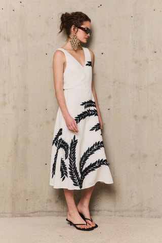 Abito midi in lino Palmer - Beige