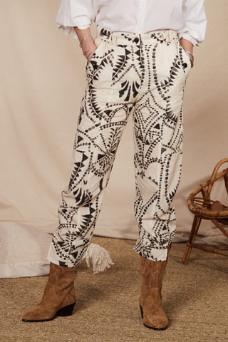 Pantaloni carrot in lino Maneva - Beige