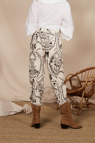 Pantaloni carrot in lino Maneva - Beige