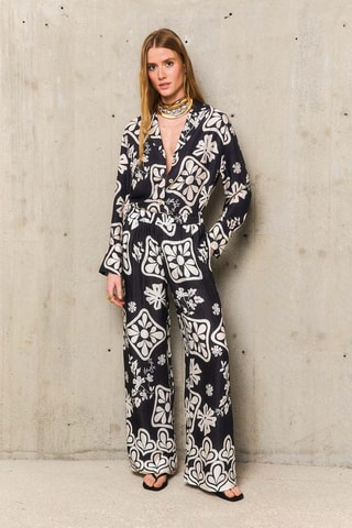 Pantaloni wide legs Stéphanie - Nero