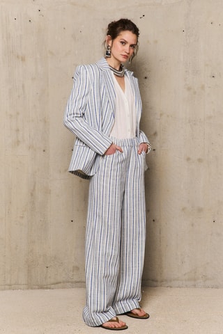 Pantaloni straight in cotone Ida - Blu