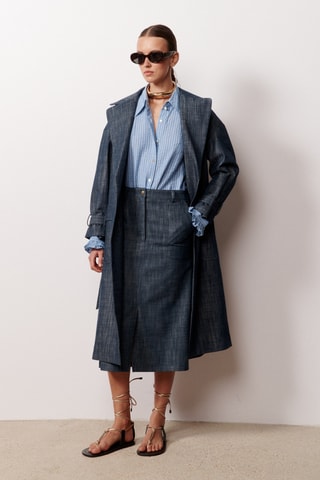 Gonna taglio dritto midi Imara - Blu