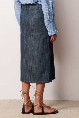 Gonna taglio dritto midi Imara - Blu