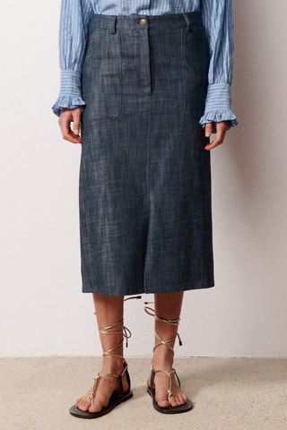 Gonna taglio dritto midi Imara - Blu