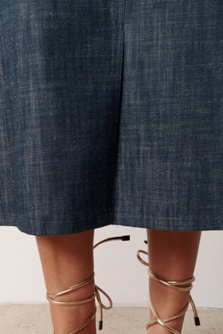 Gonna taglio dritto midi Imara - Blu