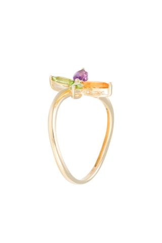 Anello Oxane - Oro giallo, diamanti, ametista, citrino e prehniti