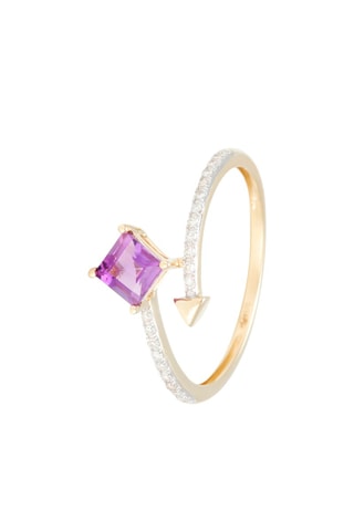 Anello Lenaya - Oro giallo, diamanti e ametista