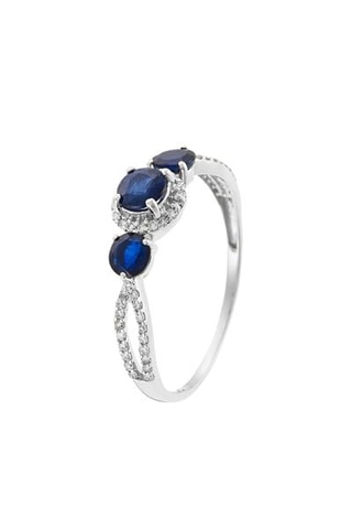 Anello Sapphire Trinity - Oro bianco, diamanti e zaffiri