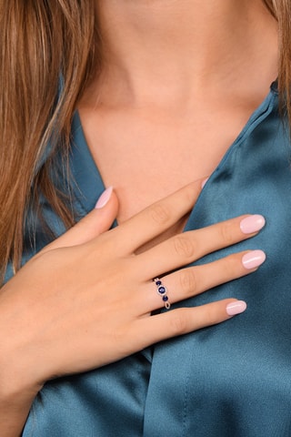 Anello Sapphire Trinity - Oro bianco, diamanti e zaffiri