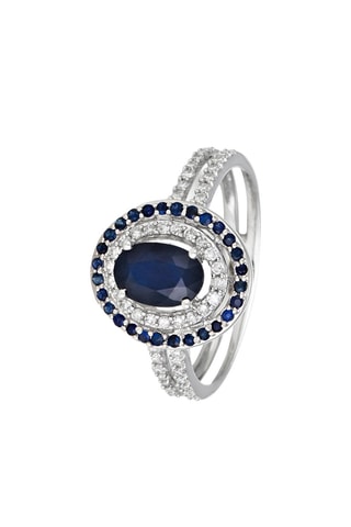 Anello Firenze nouvelle - Oro bianco, diamanti e zaffiri 