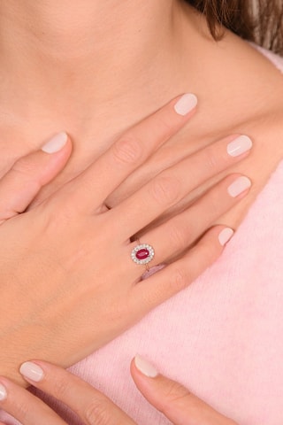 Anello Aqaba - Oro bianco, diamanti e rubino