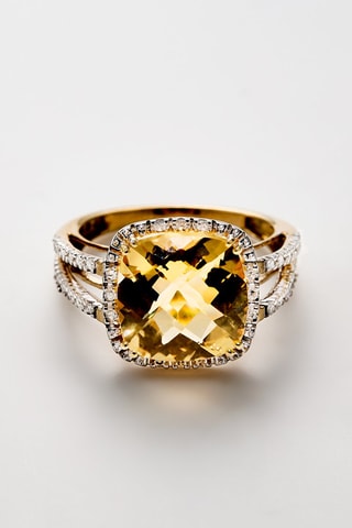 Anello Divine - Oro giallo, diamanti e citrino