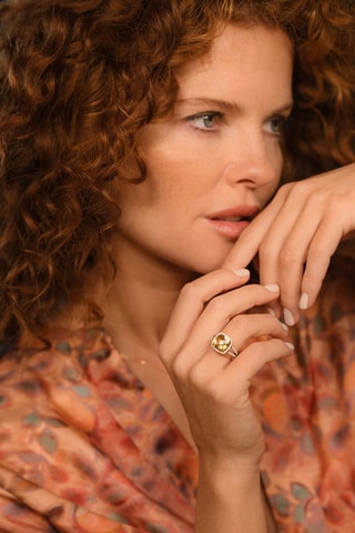 Anello Divine - Oro giallo, diamanti e citrino