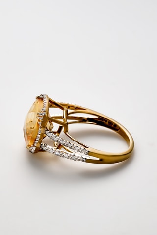 Anello Divine - Oro giallo, diamanti e citrino