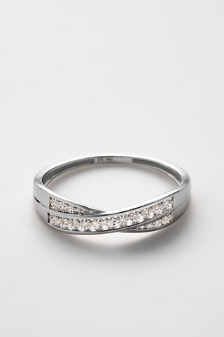 Anello Croce - Oro bianco e diamanti