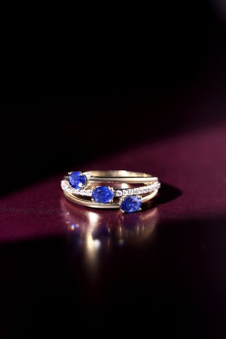 Anello Trio de Saphir - Oro giallo, diamanti e zaffiri - Diamanta