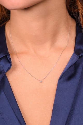 Ketting Solitaire - Witgoud en Diamanten