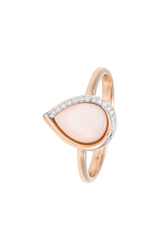 Anello Goute Rose - Oro rosa, diamanti e madreperla