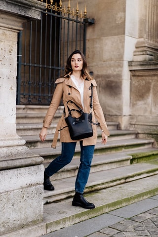 Sac seau en cuir S Paris - Noir