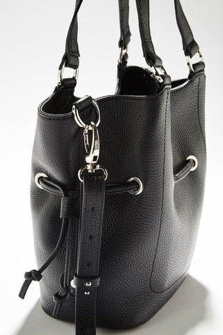 Sac seau en cuir S Paris - Noir