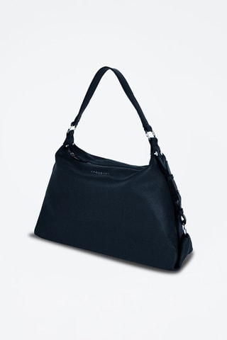 Sac porté épaule en cuir Naturel - Bleu