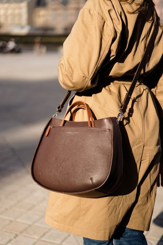 Sac à main M en cuir Fidèle - Marron