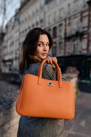 Cabas en cuir Paris - Orange