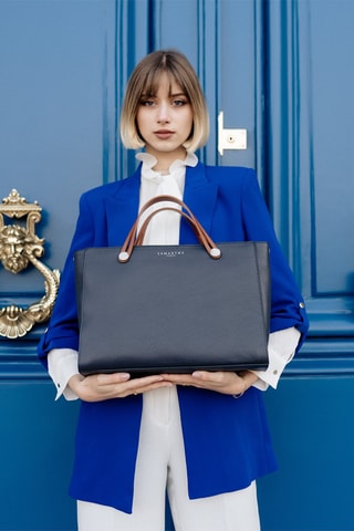 Cabas en cuir Fidèle - Bleu