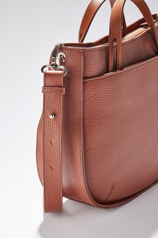 Sac à main en cuir de veau M Fidèle - Marron