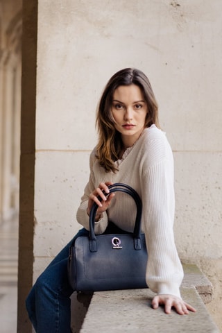 Sac porté épaule en cuir Paris - Bleu