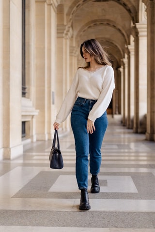 Sac porté épaule en cuir Paris - Bleu
