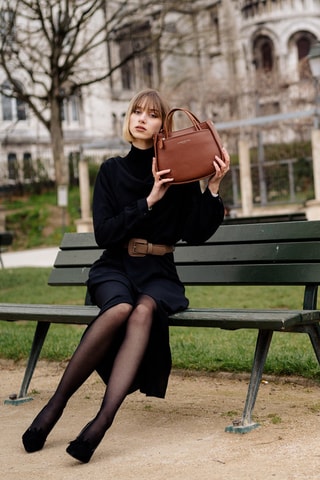 Sac à main en cuir S Fidèle - Marron