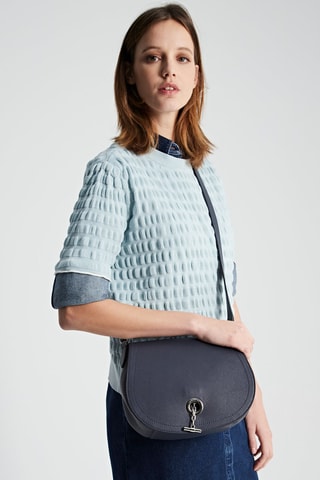 Sac bandoulière en cuir Paris - Bleu