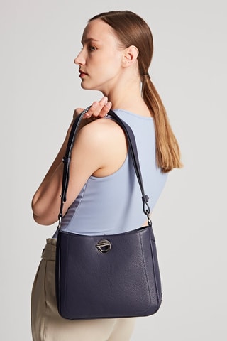 Sac bandoulière en cuir Paris - Bleu