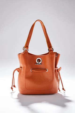 Sac seau en cuir S Paris - Orange