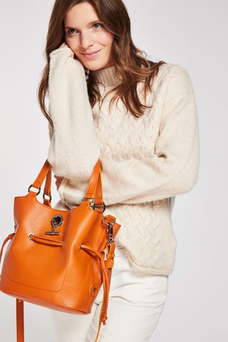 Sac seau en cuir S Paris - Orange