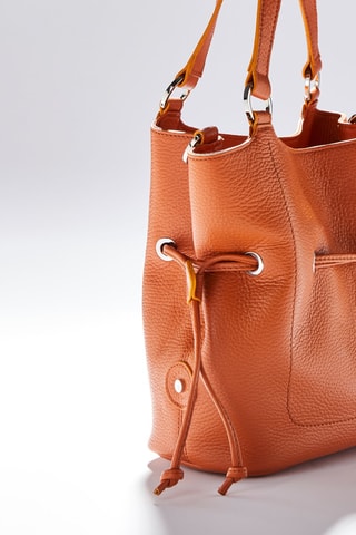 Sac seau en cuir S Paris - Orange