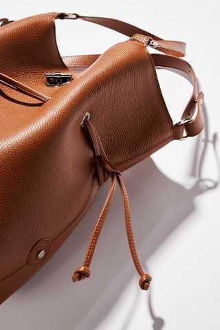 Sac seau en cuir M Paris - Bleu et marron