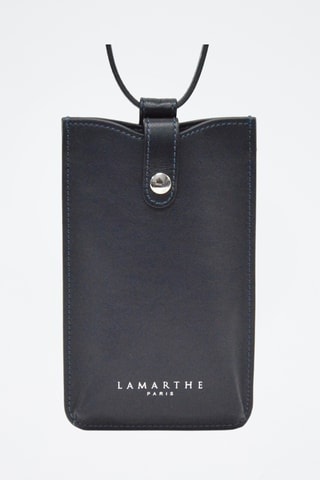 Etui porte-téléphone en cuir - Bleu Marine