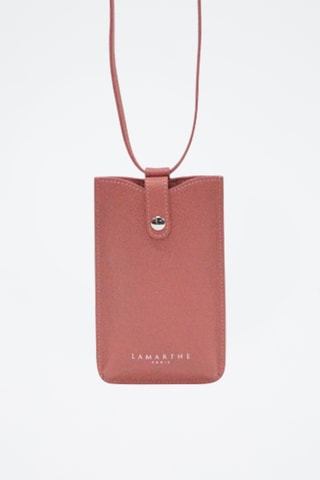 Etui porte-téléphone en cuir - Rose