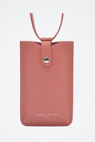 Etui porte-téléphone en cuir - Rose