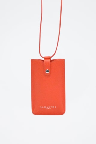 Etui porte-téléphone en cuir - Orange