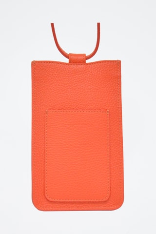 Etui porte-téléphone en cuir - Orange