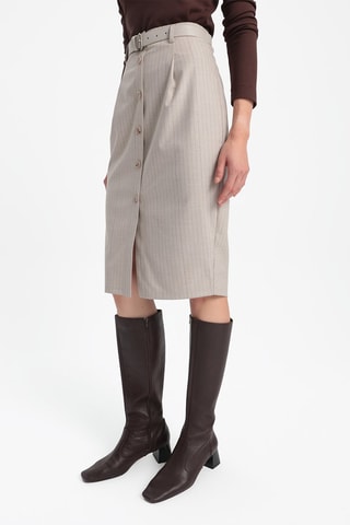 Jupe droite - Marron et beige