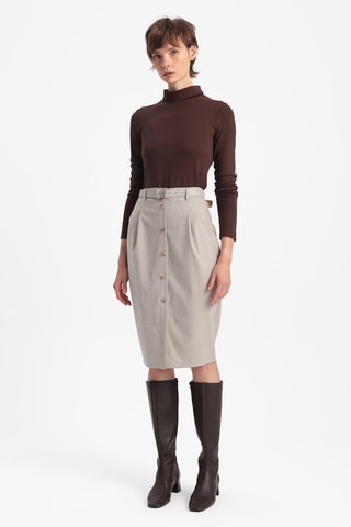 Jupe droite - Marron et beige