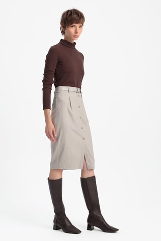 Jupe droite - Marron et beige