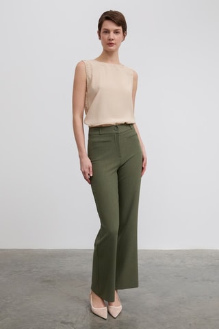 Pantalon taille haute - Vert